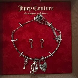 🪴Juicy Couture Silver Charm Bracelet and Earrings Set